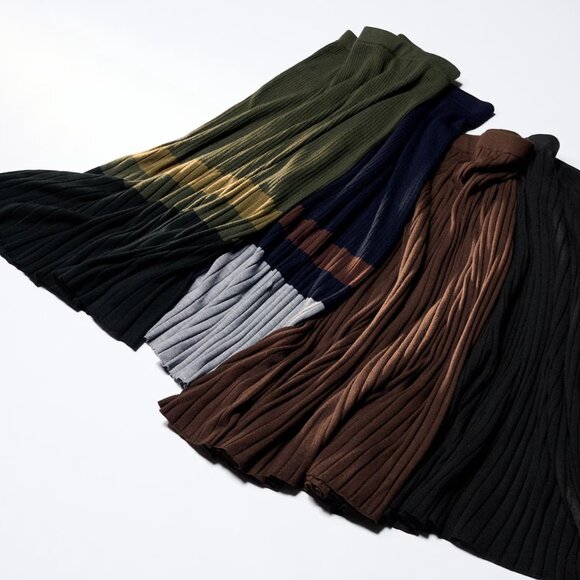 NWT Uniqlo : C Merino Blend Ribbed Skirt | Color Block, Green, XS - Picture 6 of 7